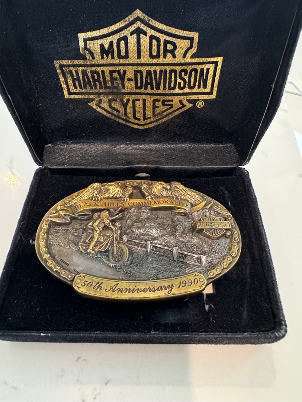 Harley-Davidson Gold & Silver 50th Anniversary Commemorative Belt Buckle